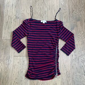 MICHAEL Michael Kors Navy and Red Striped Camisole With Zipper Accent